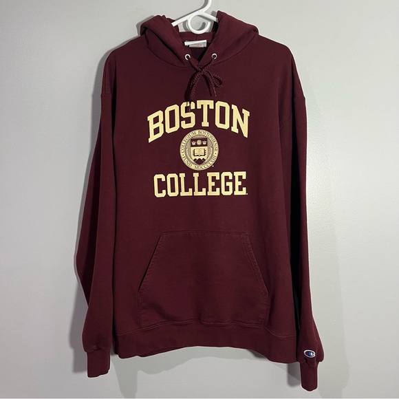 Champion Boston College Maroon Burgundy Pullover Sweatshirt Hoodie Mens XL - Picture 1 of 6